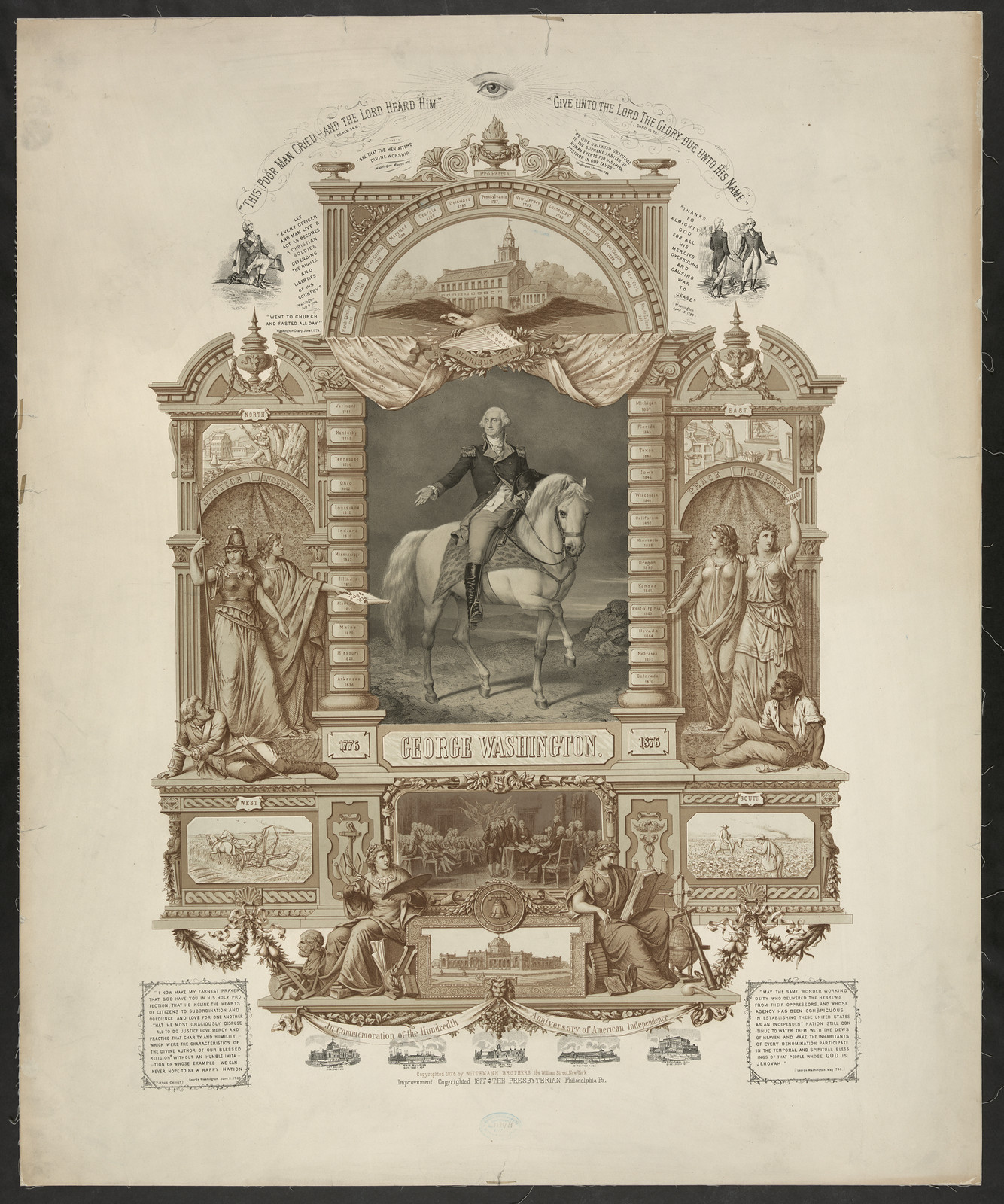George Washington centennial memorial print, 1775-1876 — historic print
