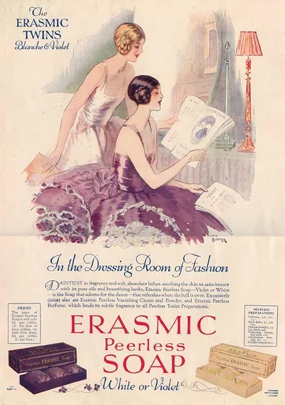 Erasmic Peerless Soap advertisement, In the Dressing Room of Fashion