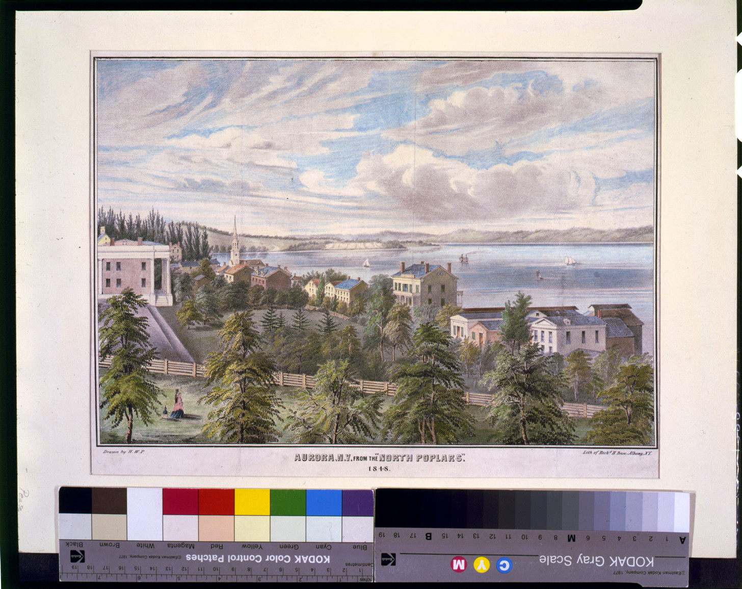 Aurora, N.Y. from the North Poplars" / drawn by H.W.P. ; lith. of Richd. H. Pease, LC-USZC4-3242 (color film copy transparency) — historic image