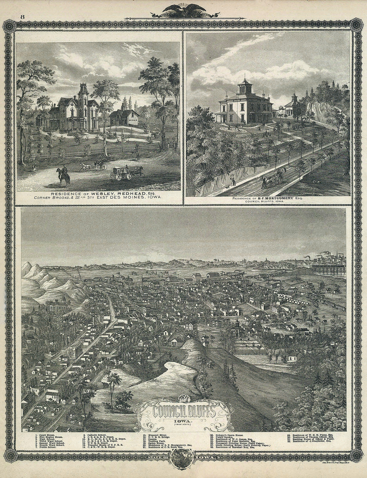 Council Bluff, Iowa, 1875, 1875 — antique map