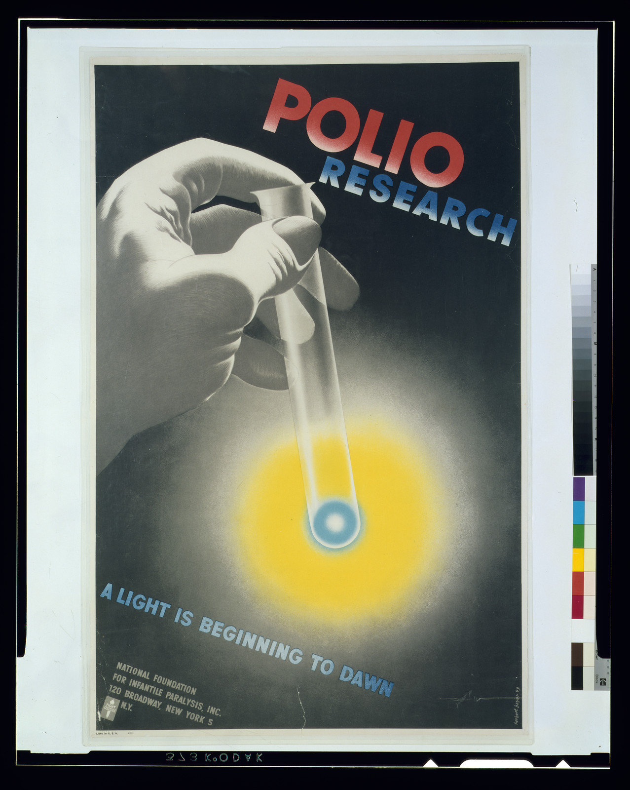 Polio research a light is beginning to dawn / Herbert Bayer., New York : National Foundation for Infantile Paralysis, Inc., [1949] — vintage poster