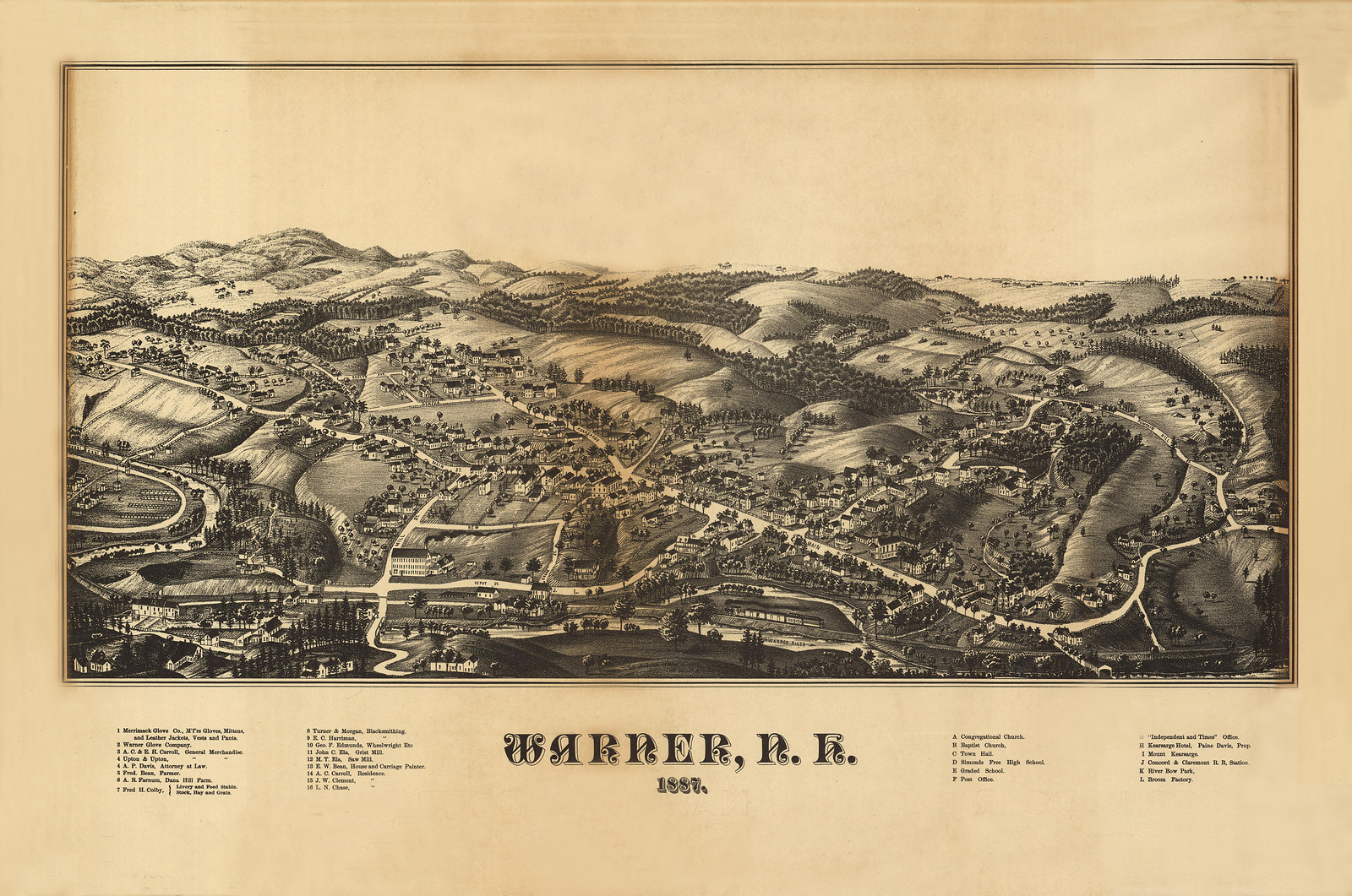 Warner, New Hampshire, 1884, 1884 — antique map