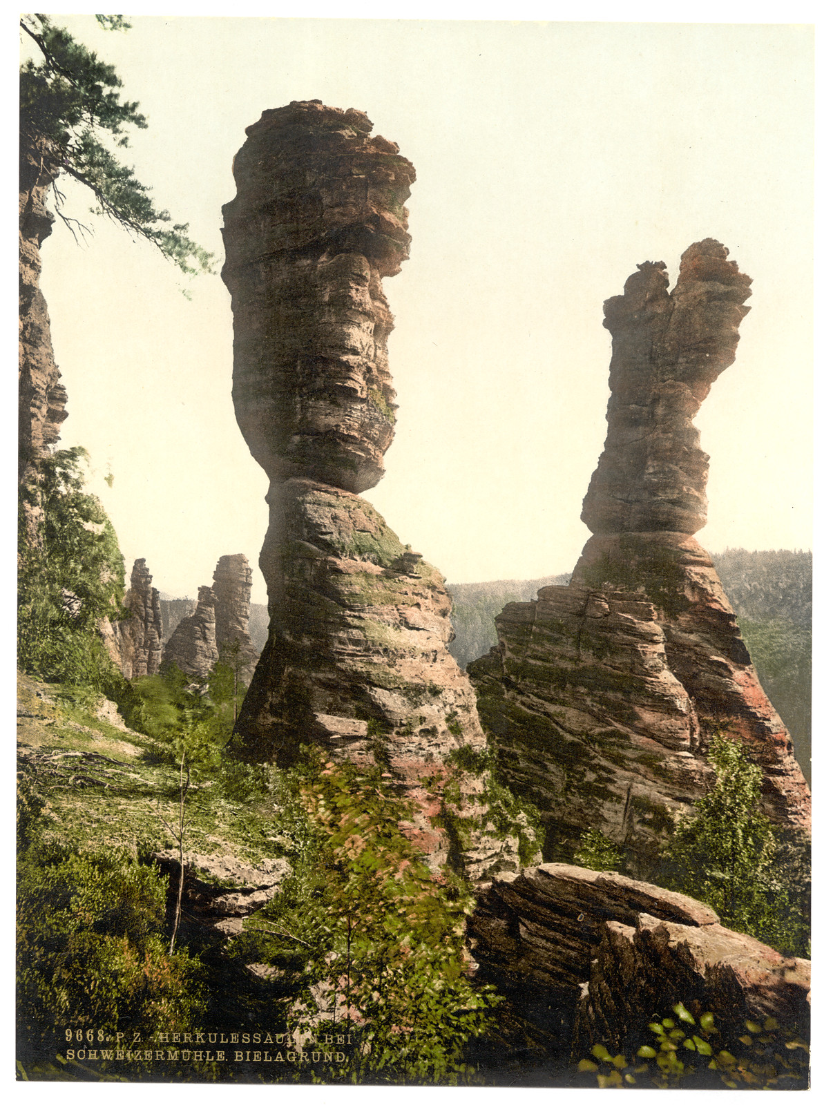 Hercules Pillar Bad Schweizermuhle Saxony Germany, [between ca. 1890 and ca. 1900]. — historic print