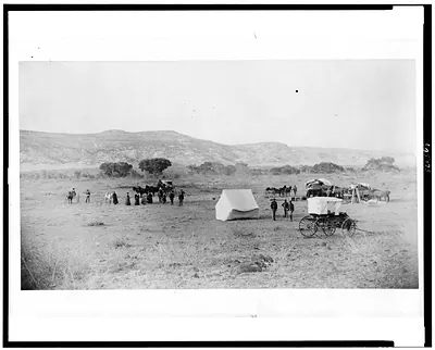 Major C.B. McLellan's camp on Clear Creek, Arizona; en route to Fort Thomas, Arizona