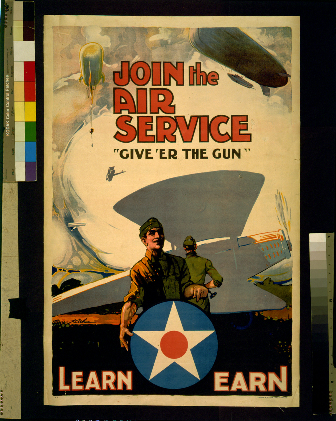 Join the the Air Service--Give 'er the gun" / Warren Keith.", Chicago : Edwards & Deutsch Litho. Co., [1919(?)] — vintage poster
