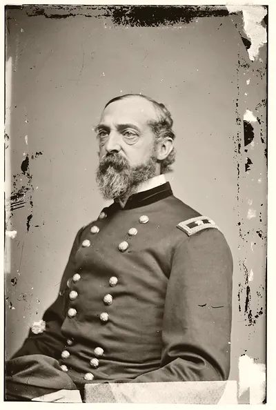 Bearded Union officer in uniform, seated studio portrait