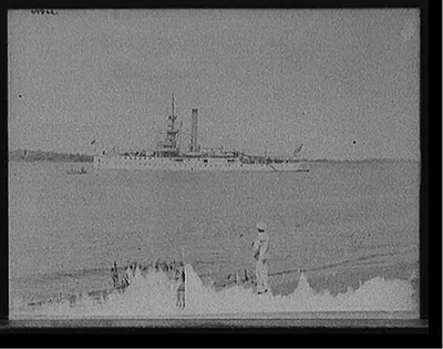 [Battleship in river]
