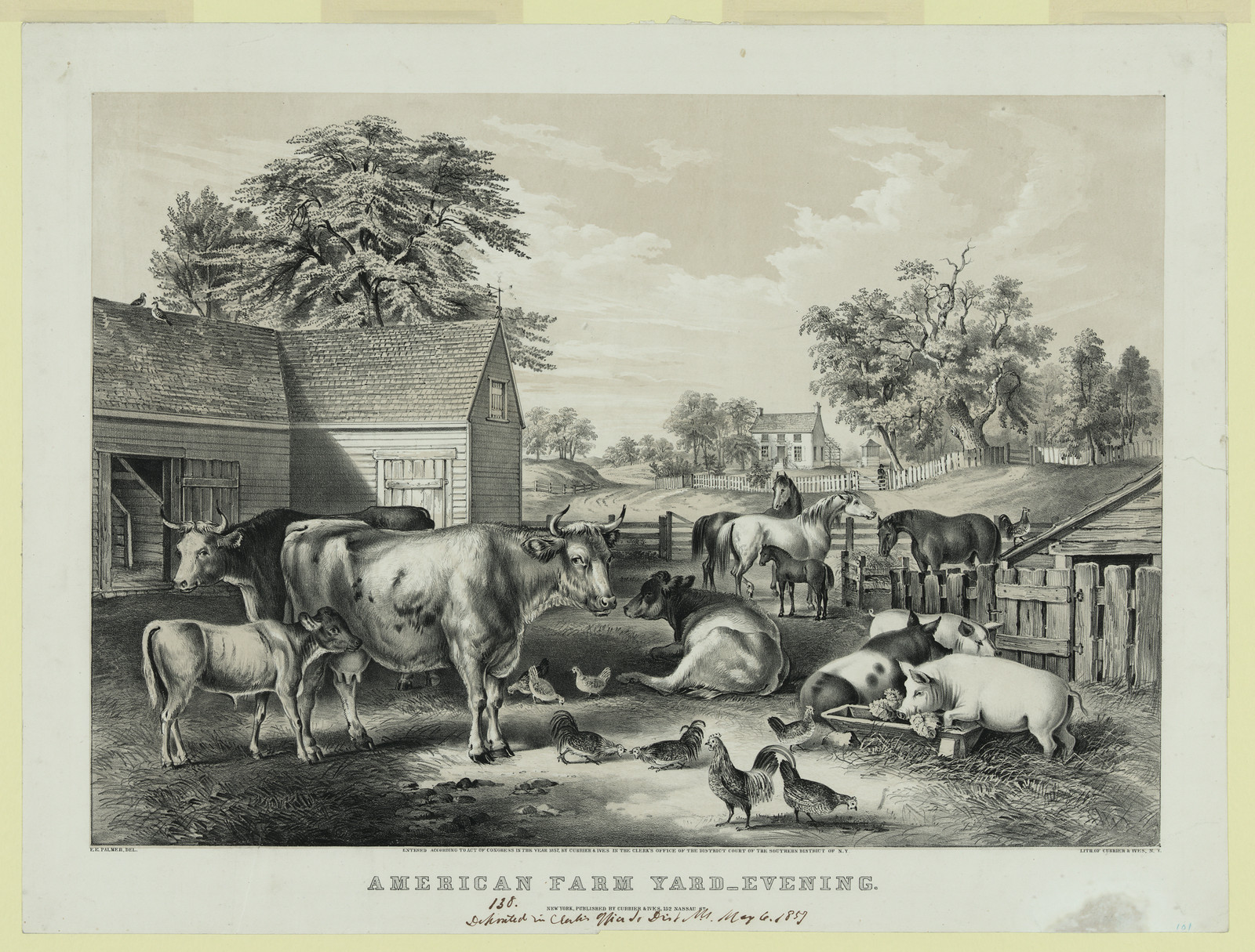 American Farm Yard—Evening — historic image