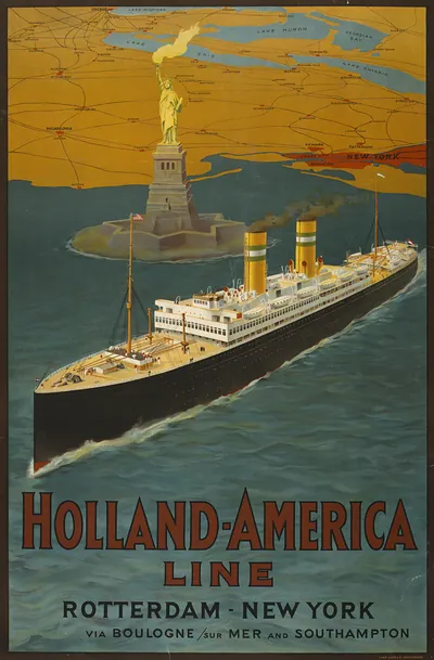Holland-America Line. Rotterdam-New York via Boulogne/sur mer and Southampton