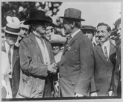 Governor Woodrow Wilson shaking hands with Benjamin Tillman