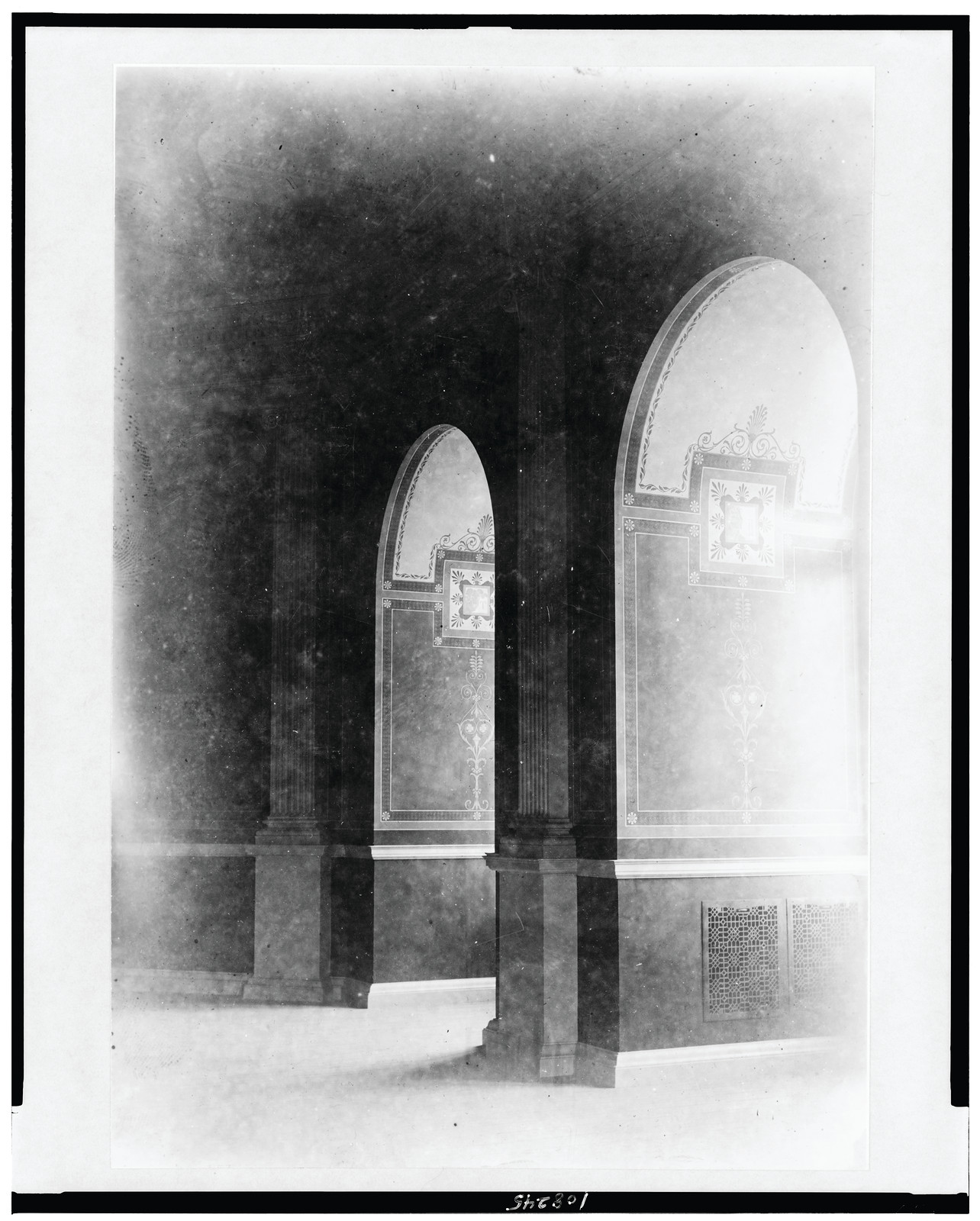 [Two arches in hallway, Jefferson Building, Library of Congress], [between 1890 and 1910(?)] — historic photograph