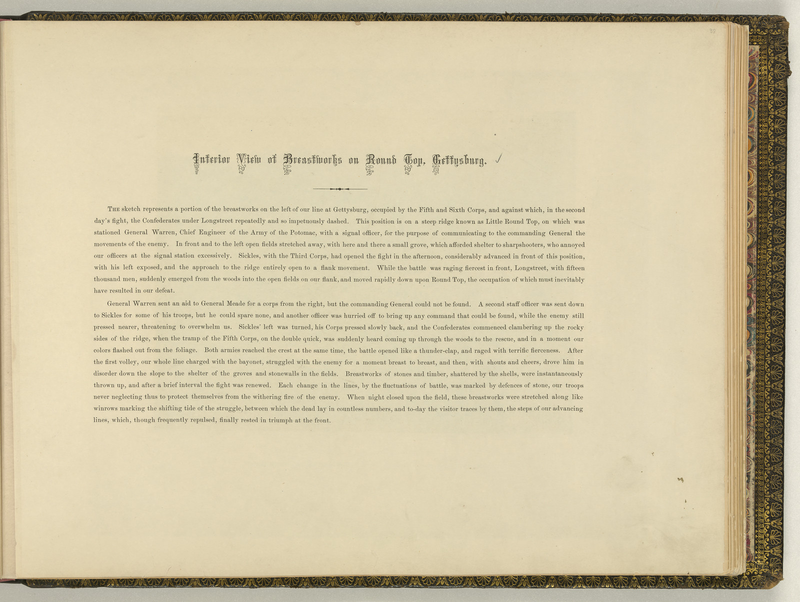 Interior View of Breastworks on Round Top, Gettysburg — historic image