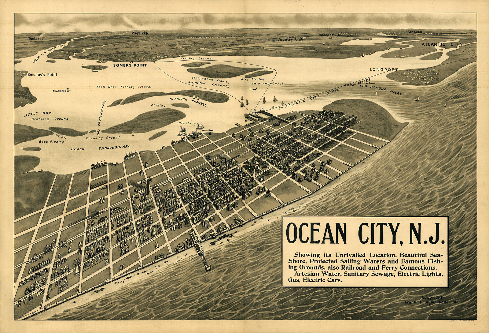 Ocean City, New Jersey, 1903, 1903 — antique map