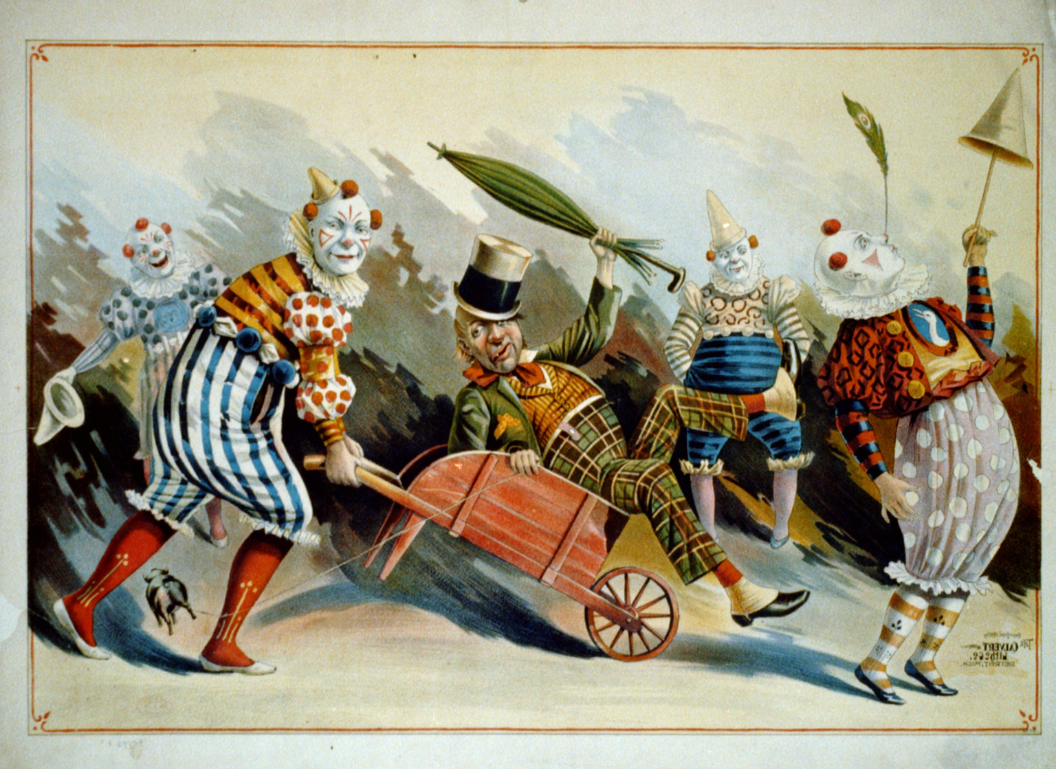 [5 circus clowns], 1890 — vintage poster
