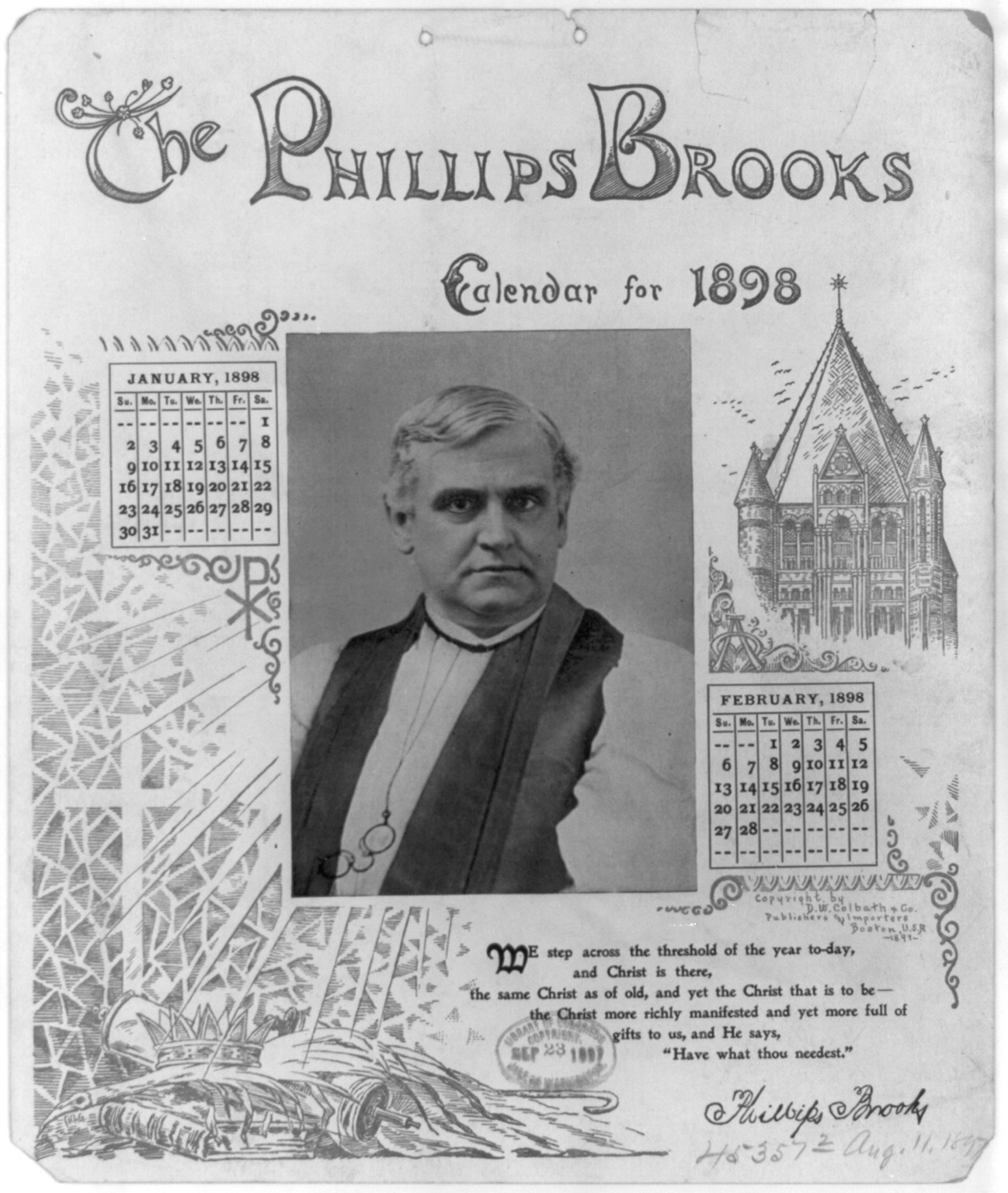 The Phillips Brooks Calendar for 1898 — historic print