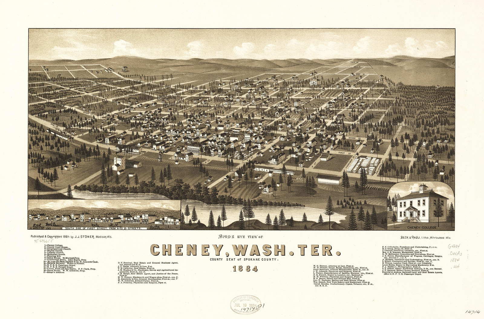 Cheney, Washington, 1884, 1884 — antique map