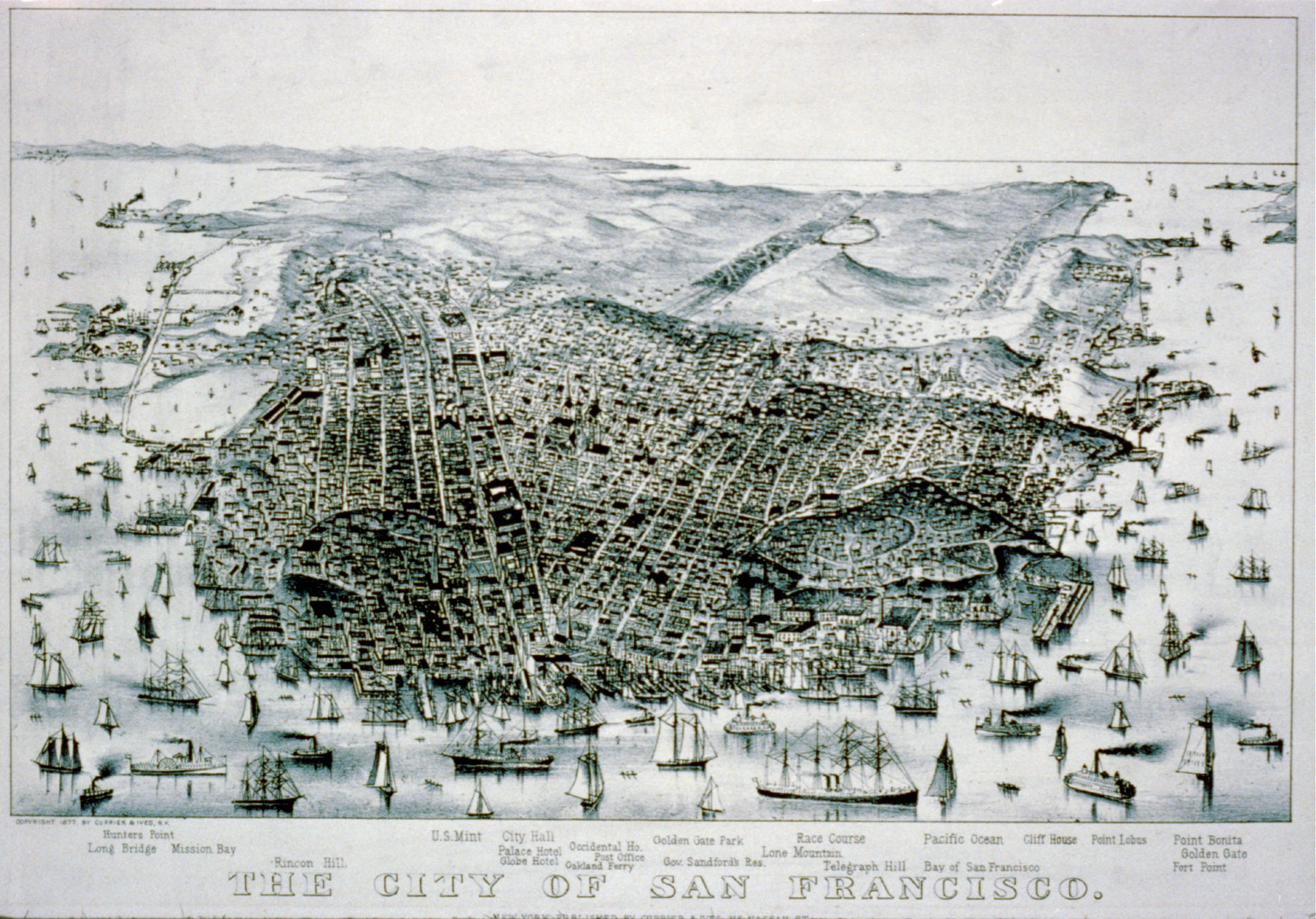 The City of San Francisco, [New York] : Currier & Ives, 1877. — antique lithograph