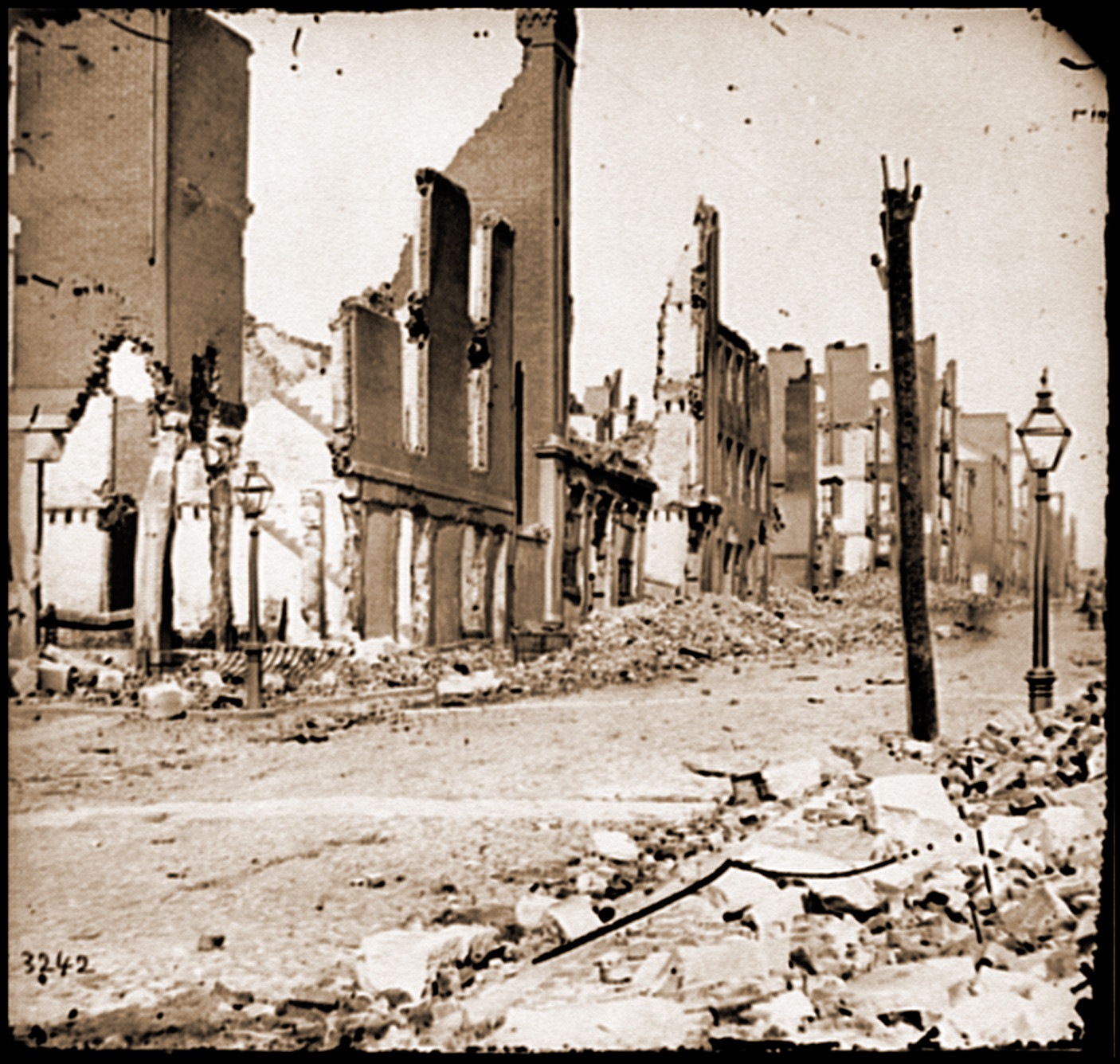 Richmond Va. Street in the burned district, 1865 — historic photograph