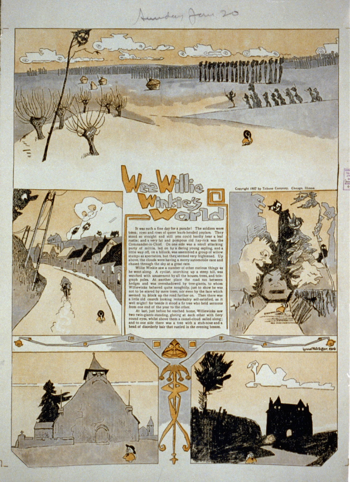 Wee Willie Winkie's world. It was such a fine day for a parade! / Lyonel Feininger, 1906., c1907, 1906. — antique engraving