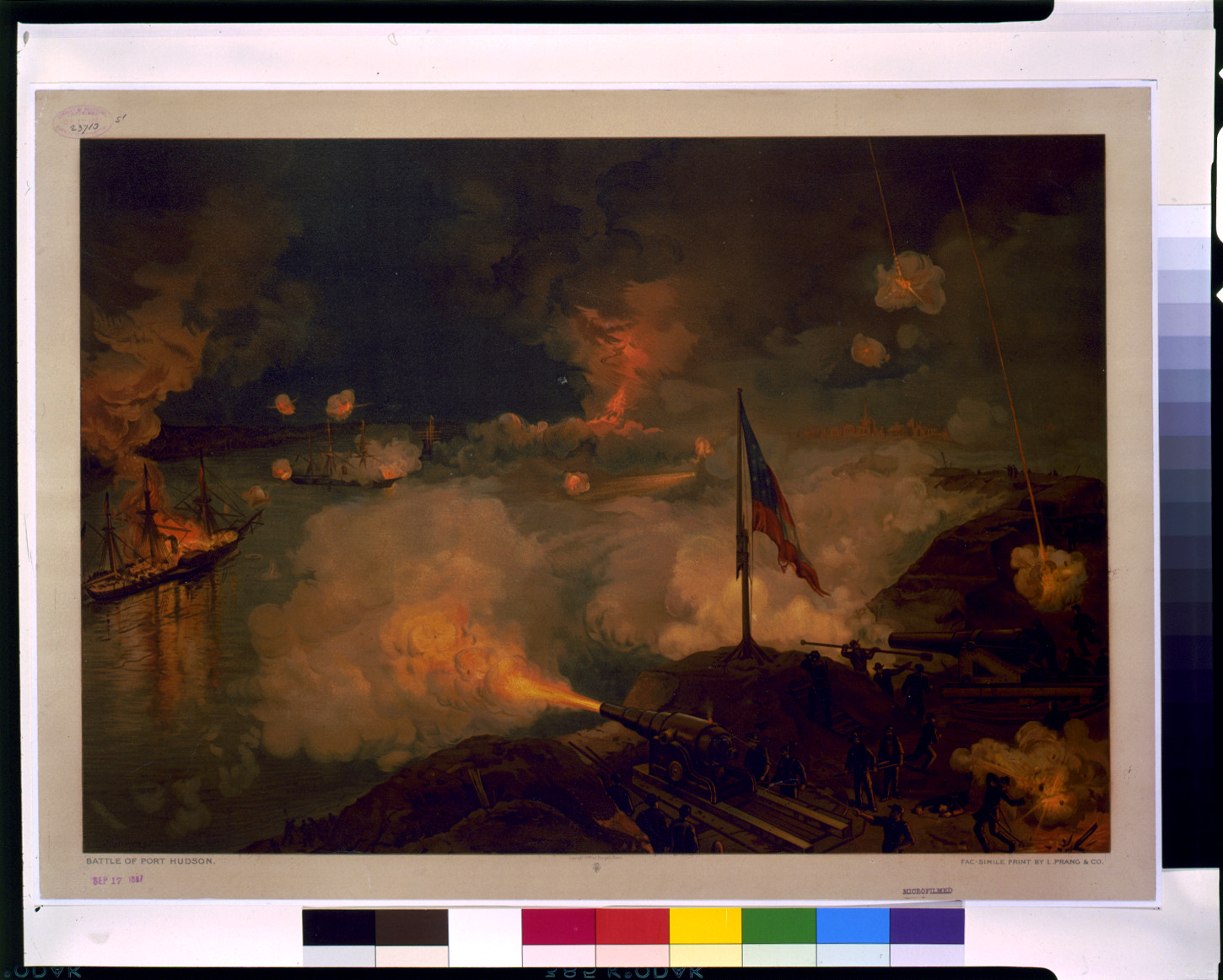Battle of Port Hudson / J.O. Davidson ; Facsimile print by L. Prang & Co., Boston : L. Prang & Co., c1887. — antique lithograph