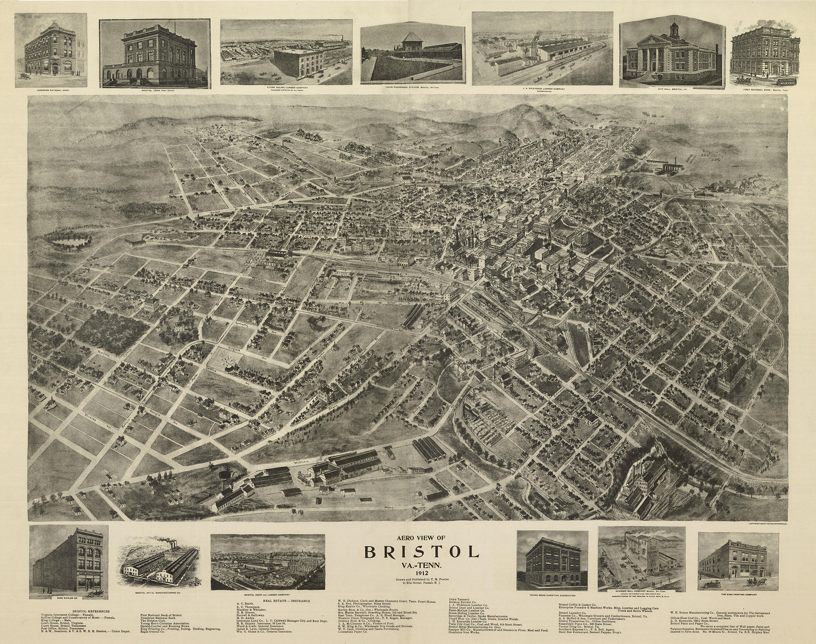 Bristol, Virginia, 1912, 1912 — antique map