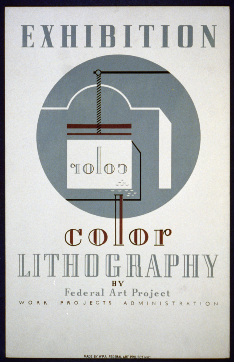 Exhibition color lithography by Federal Art Project Work Projects Administration, 1936 — vintage poster