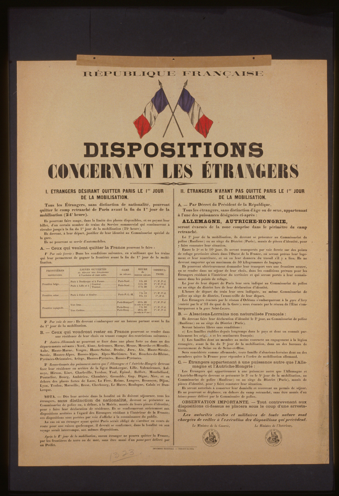 Disposition concernant, 1914 — historic image
