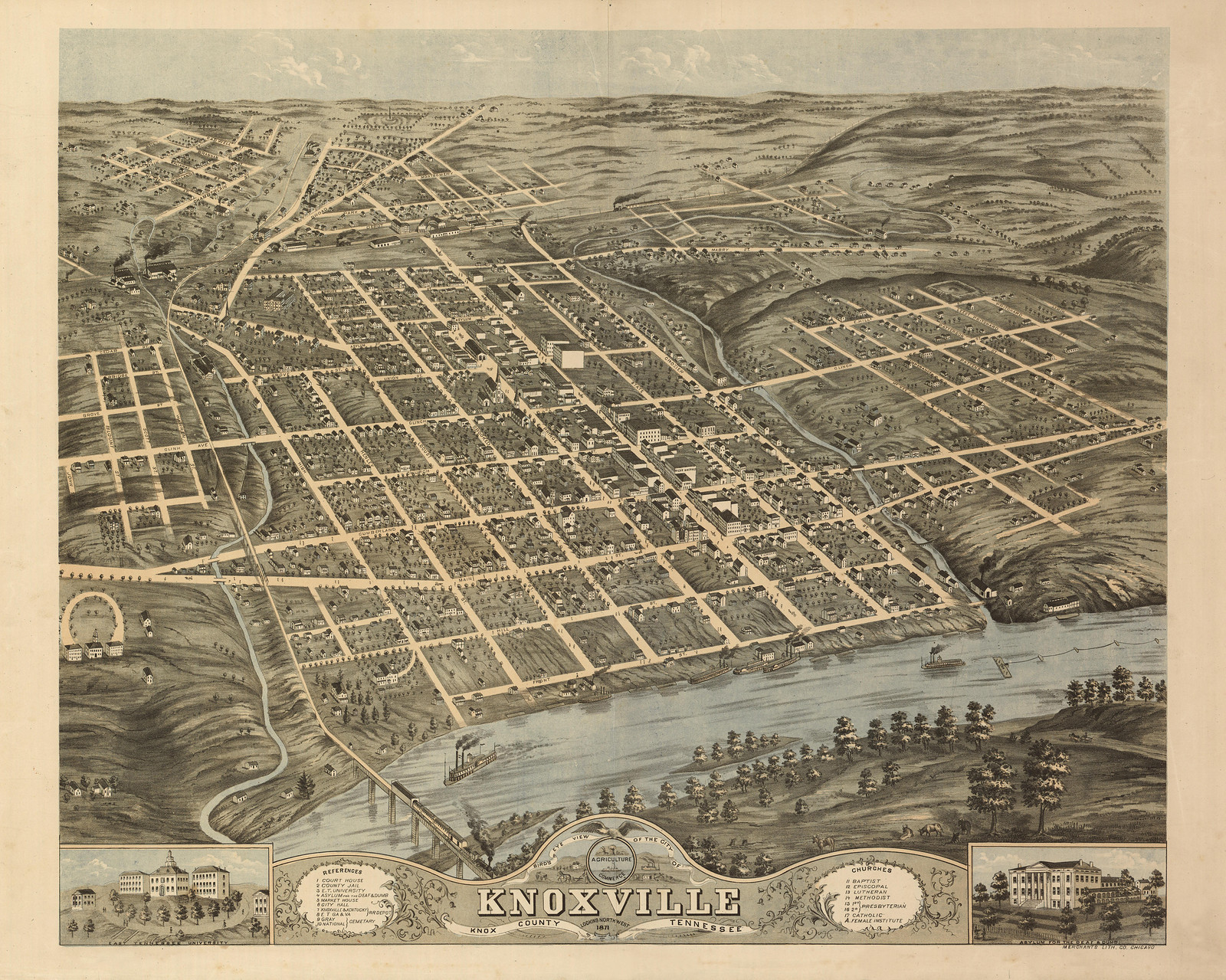 Knoxville, Tennessee, 1871, 1871 — antique map