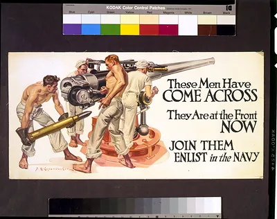 These men have come across, they are at the front now. Join them--enlist in the Navy / F.X. Leyendecker.