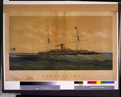 Ironclad warship USS Dunderberg, lithograph print