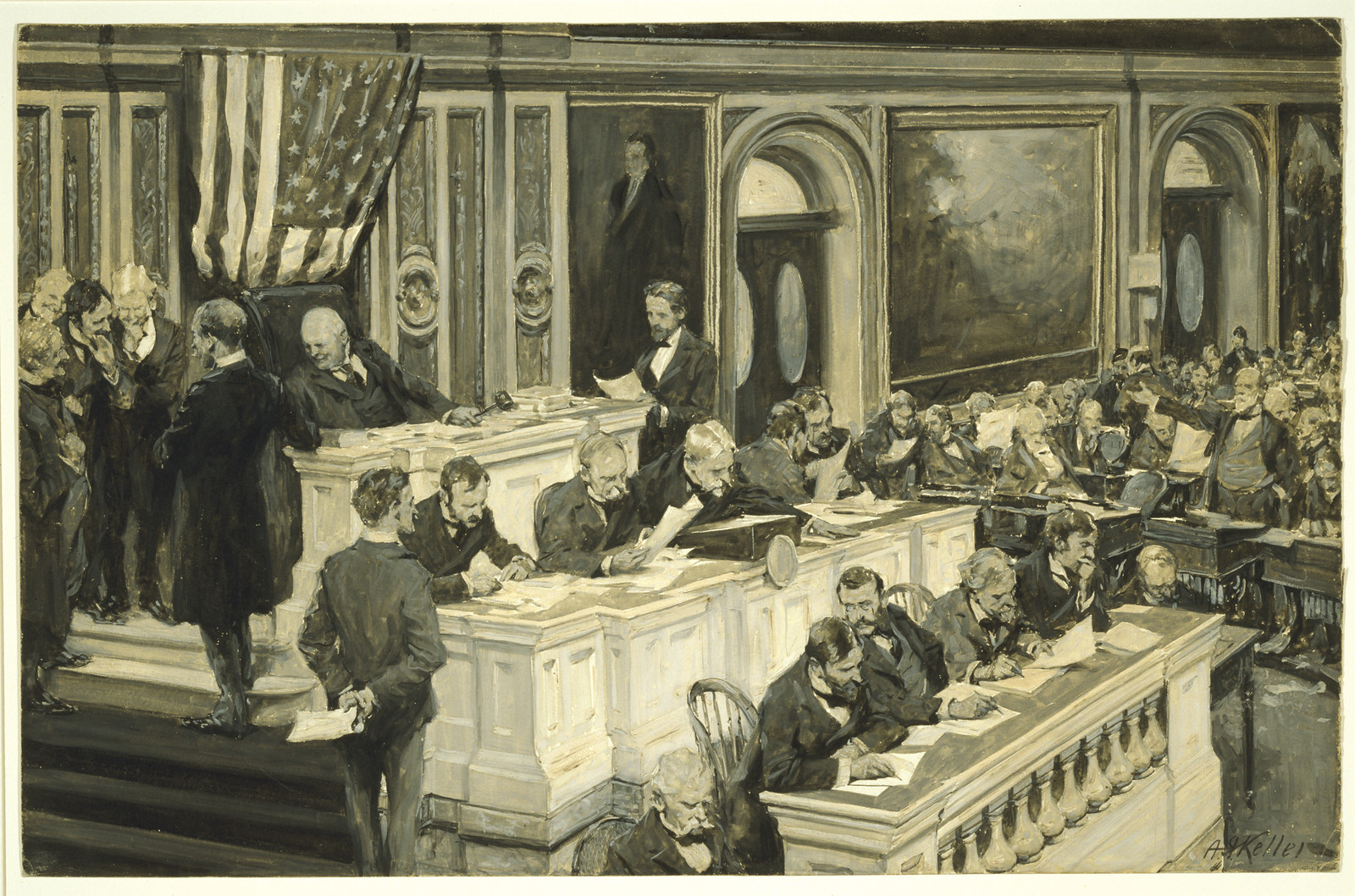 Scene in the House of Representatives, 1902 — historic drawing
