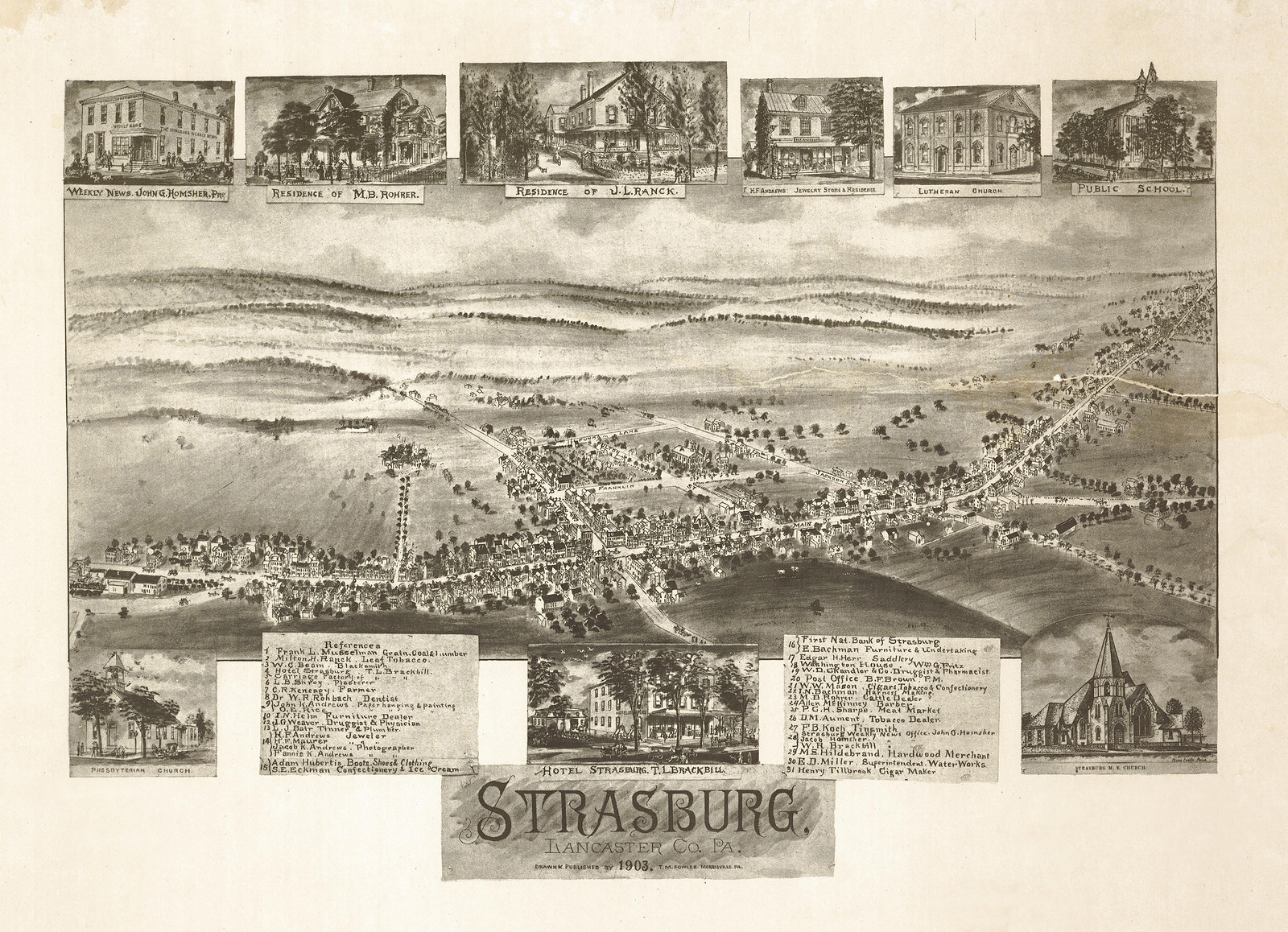 Strasburg, Pennsylvania, 1903, 1903 — antique map