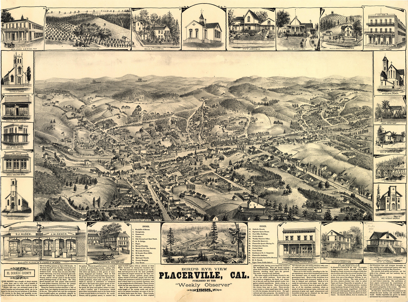 Placerville, California, 1888, 1888 — antique map