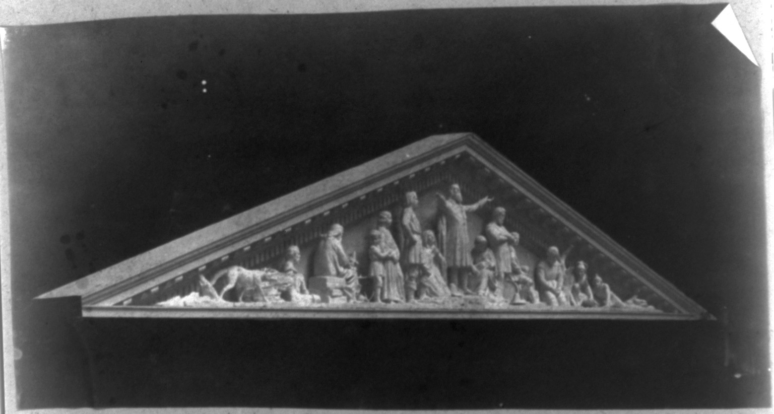 [Capitol, maquette of sculpture 'Landing of Pilgrims' for east pediment of the south wing of the House of Representatives], [1857] — historic photograph