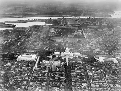 [Aerial view of the Capitol and Mall, Washington, D.C.] / Photo Section, Bolling Field.