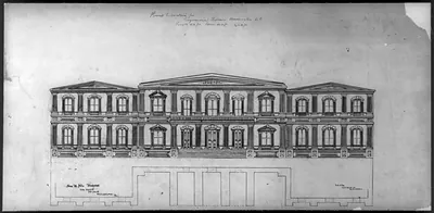 [Library of Congress (Congressional Library") D.C. Front elevation]"