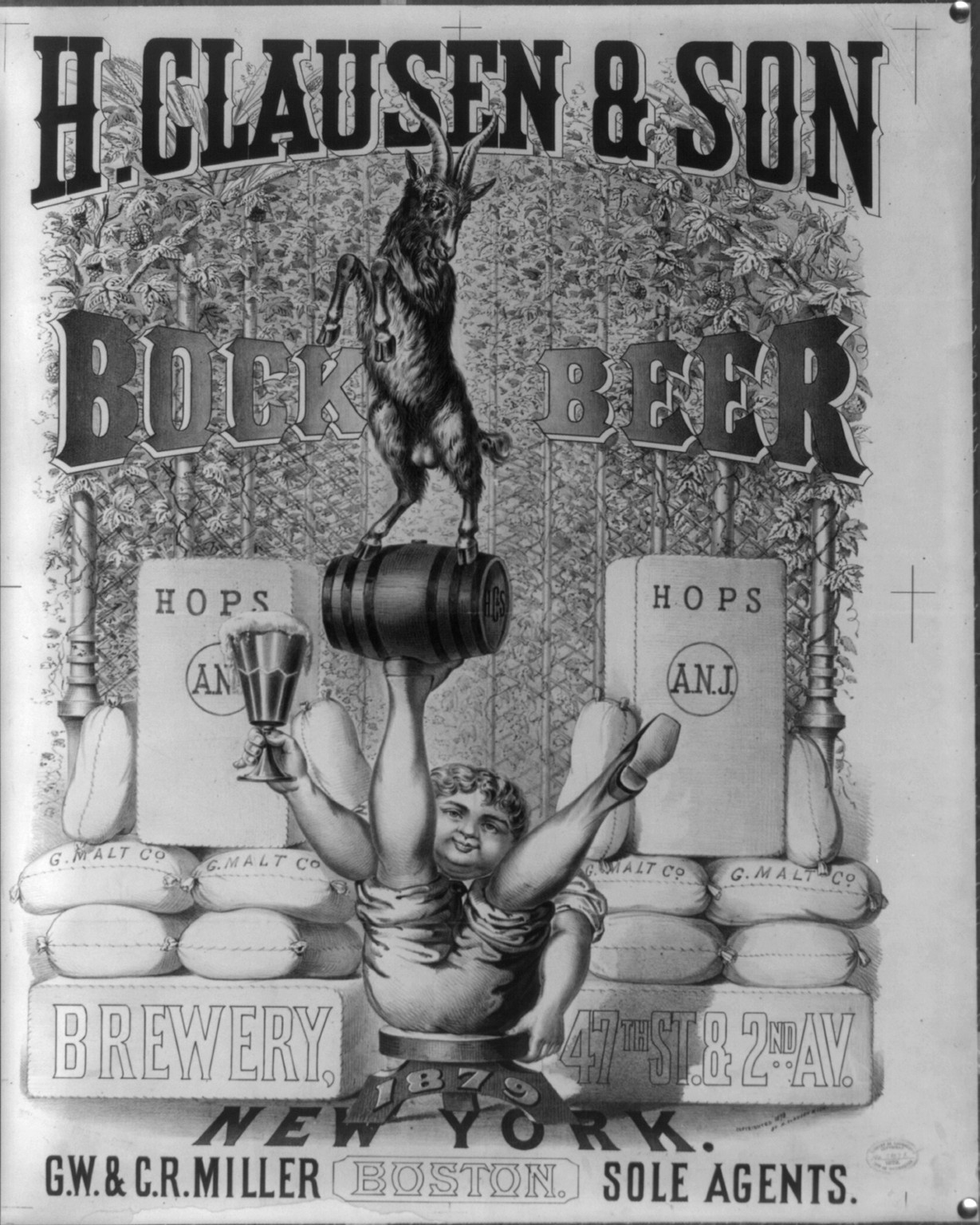H. Clausen & Son brewery, 47th St. & 2nd Av. New York - bock beer, N.Y. : Wittemann Bros., 184 William St., c1879. — antique lithograph