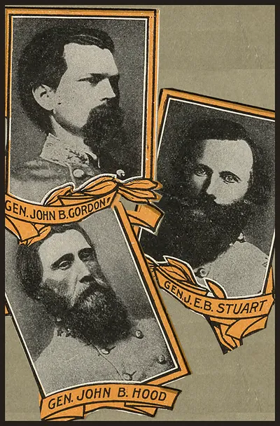 Confederate generals Gordon, Stuart and Hood portrait cards