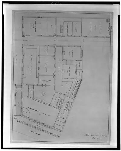 [Hotel for Azariah Fuller, (Kirkwood House), Pennsylvania Avenue and 12th Street, N.W., Washington, D.C. Basement floor plan]