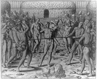 Torture of the prisoner [by nude Indians]