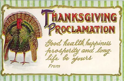 Thanksgiving Proclamation postcard with turkey