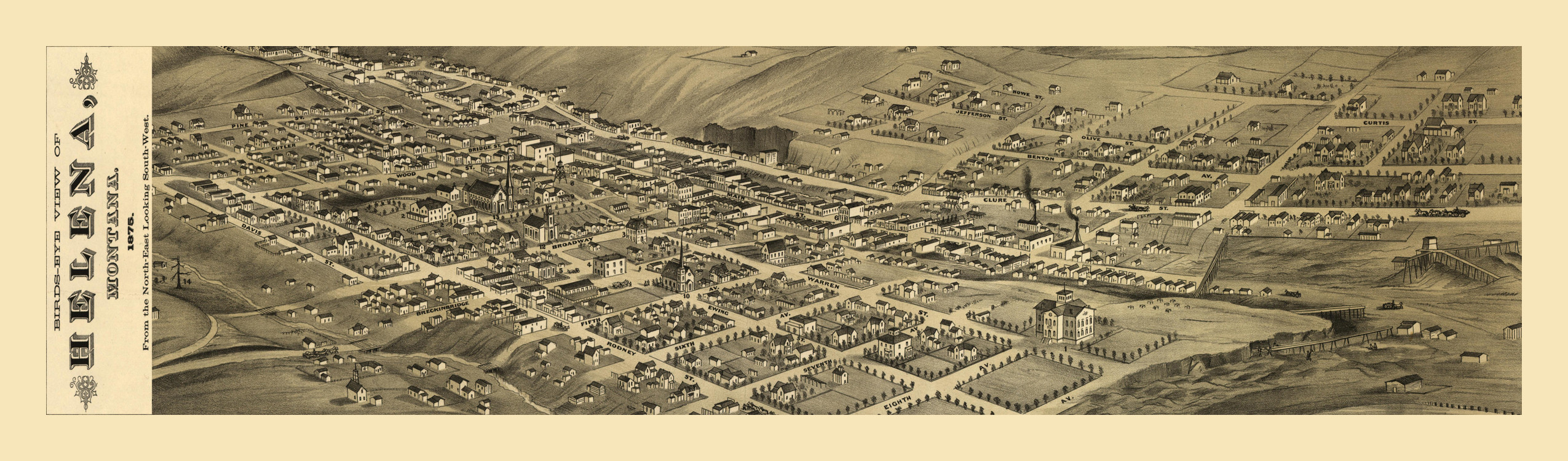 MT Helena 1875 MAP, 1875 — antique map