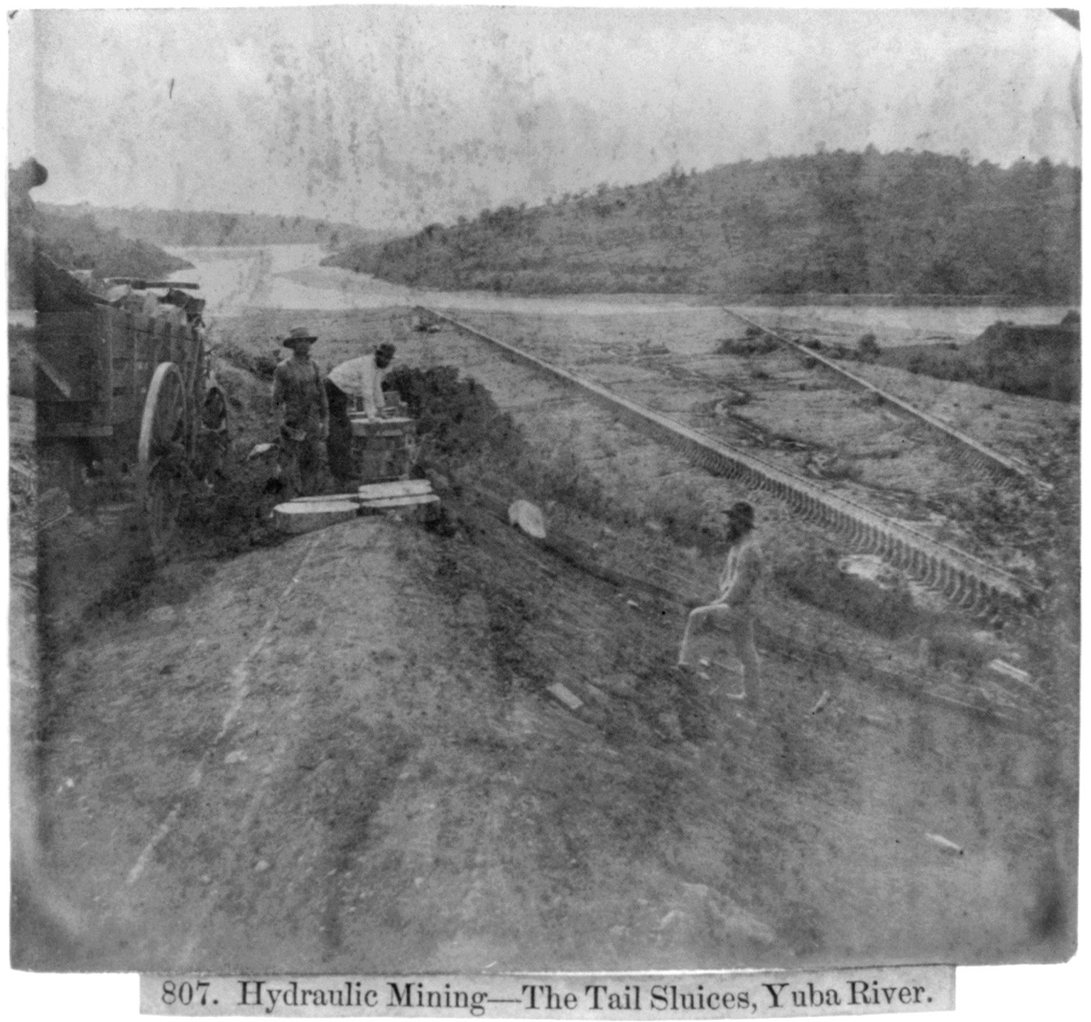 Hydraulic Mining--The Tail Sluices, Yuba River, [published 1866] — historic photograph