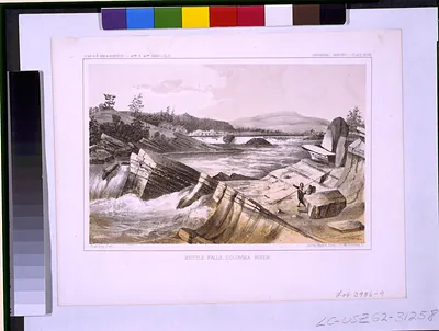 Kettle Falls, Columbia River / Stanley Del ; Sarony, Major & Knapp, Lith.