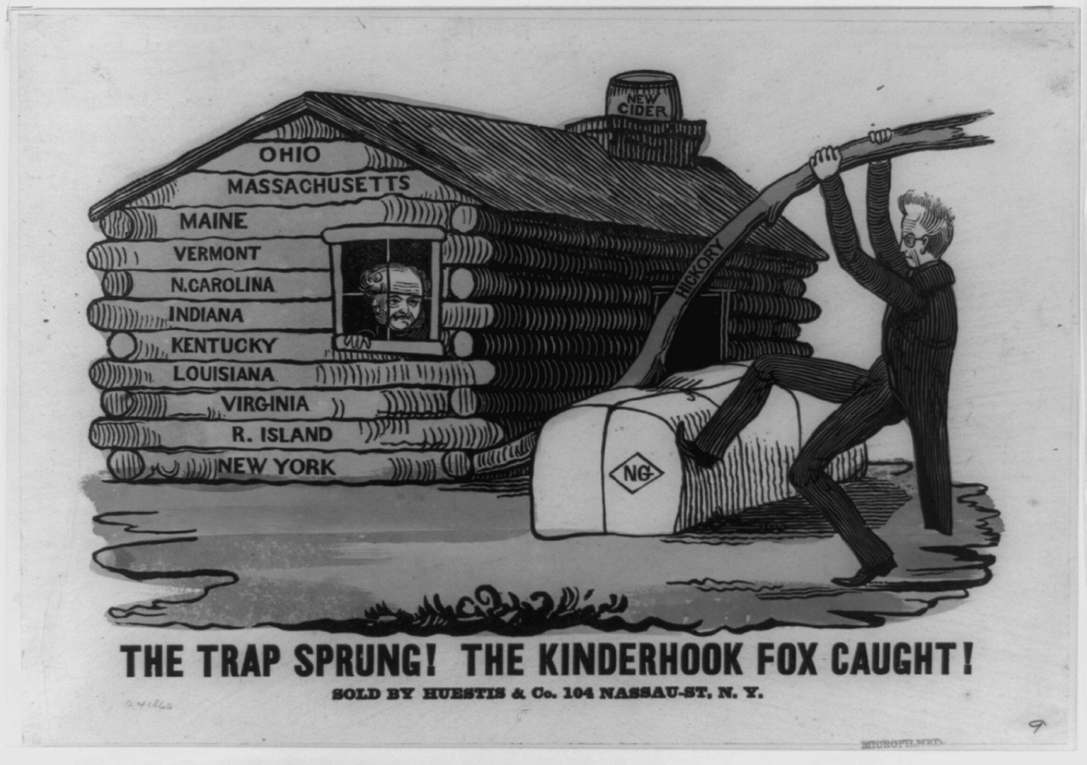 The trap sprung! The kinderhook fox caught!, 1840 — historic print