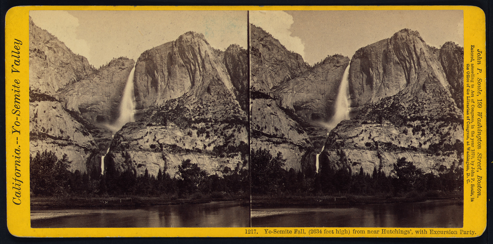 Yo-Semite Fall, from near Hutchings', with Excursion Party — historic image