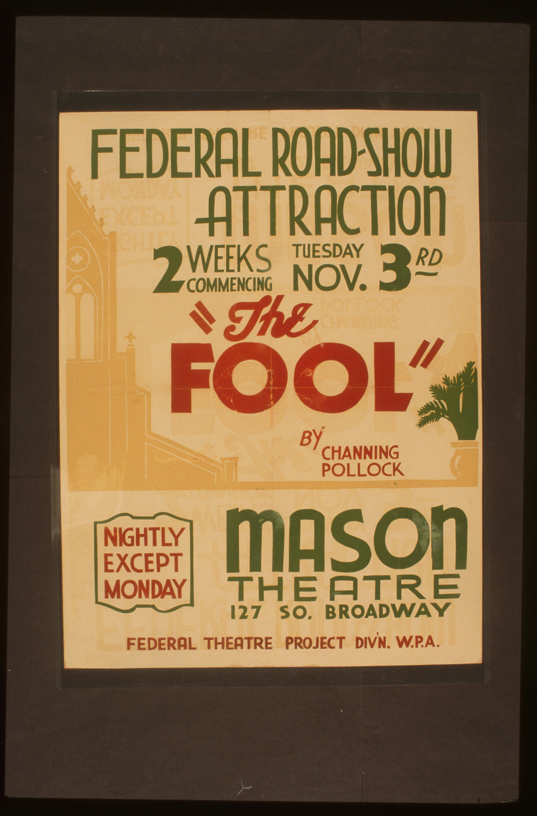 Federal Road-show attraction The fool by Channing Pollock, 1936 — vintage poster