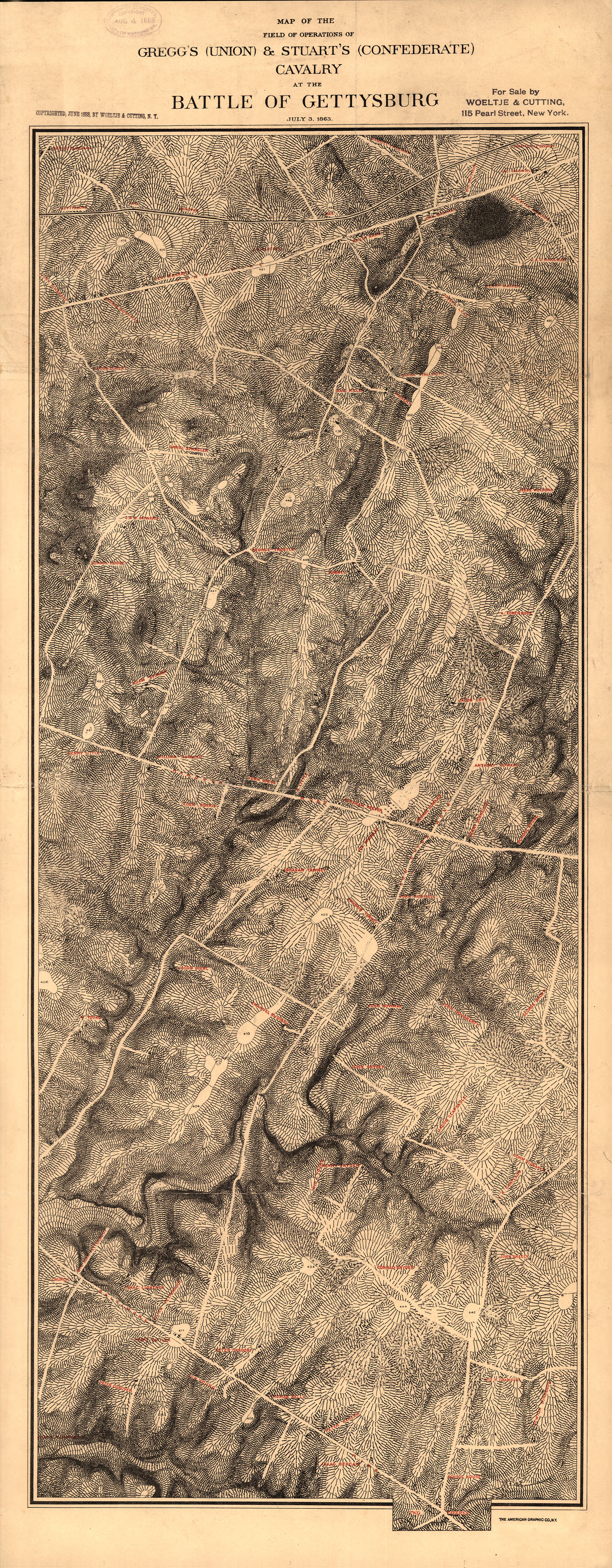 Gettysburg 1888 1, Pennsylvania — antique map