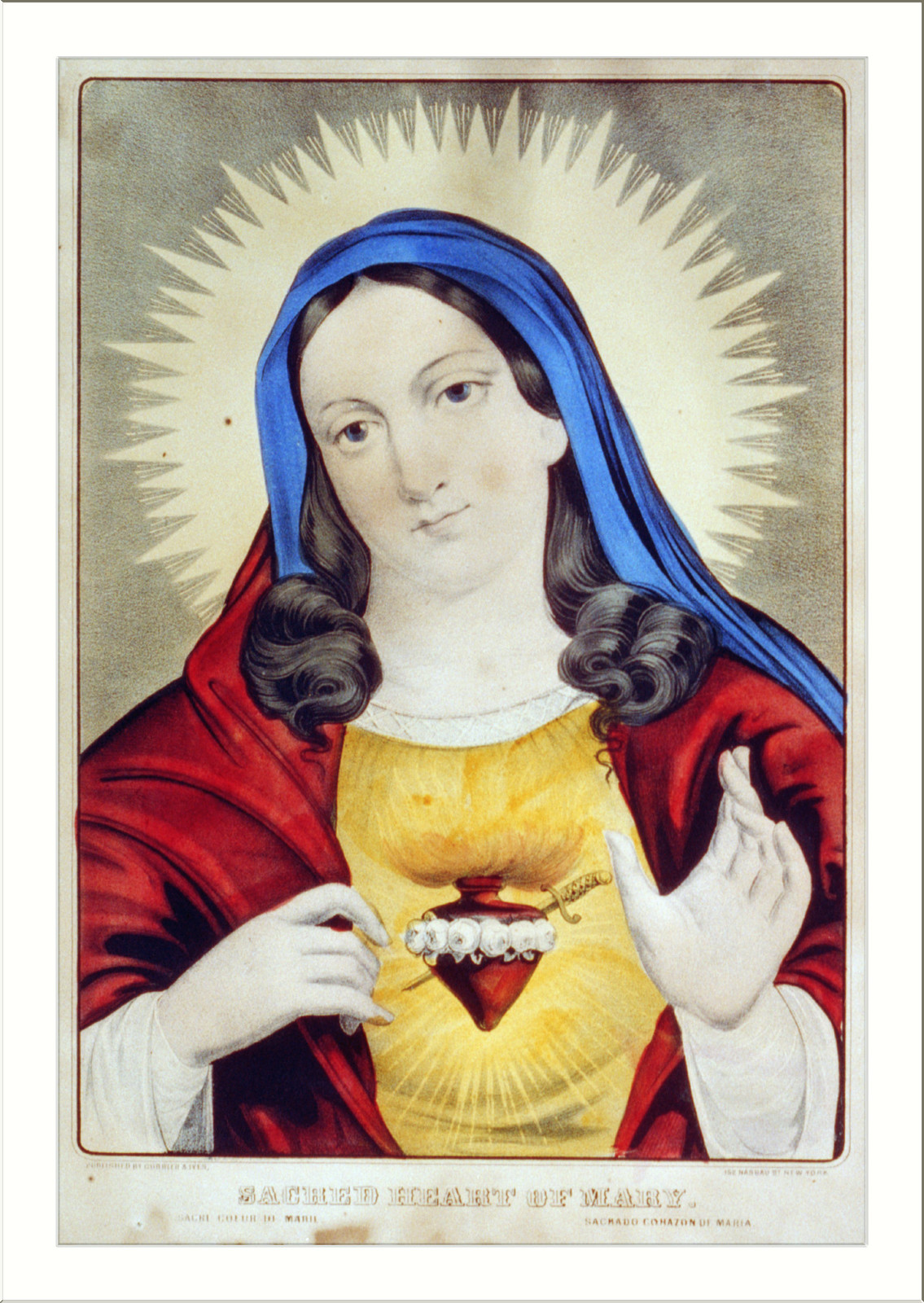 Sacred heart of Mary: sacre coeur de Marie / sacrado corazon de Maria, New York : Published by Currier & Ives, between 1856 and 1907] — antique lithograph