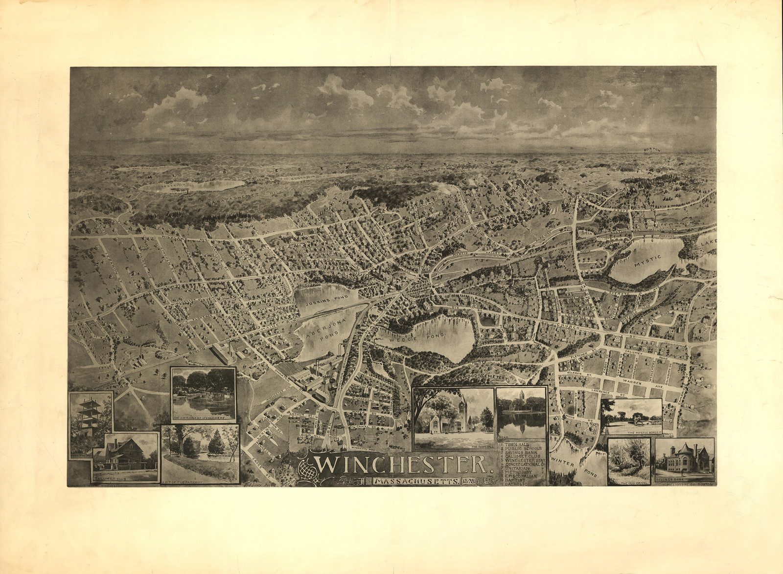 Winchester, Massachusetts, 1898, 1898 — antique map